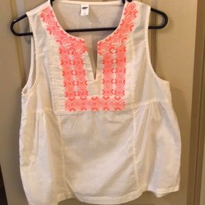 Old Navy sleeveless blouse w/ embroidered yoke.